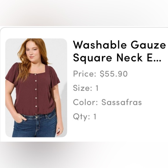 Torrid Brown Button-Front Blouse - Picture 3 of 4